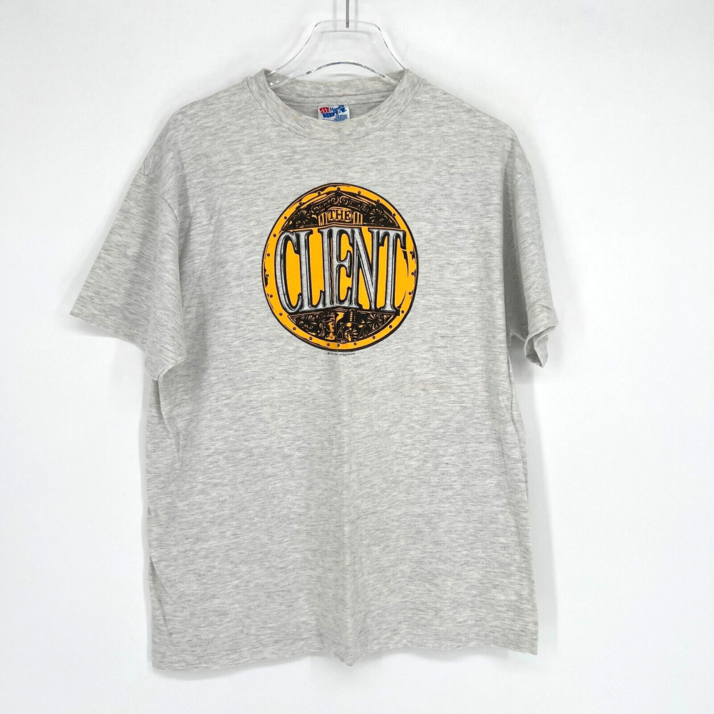 Vintage Tshirt Mens‎ L The Client Graphic Print 90s Hanes Beefy-T Gray Tee